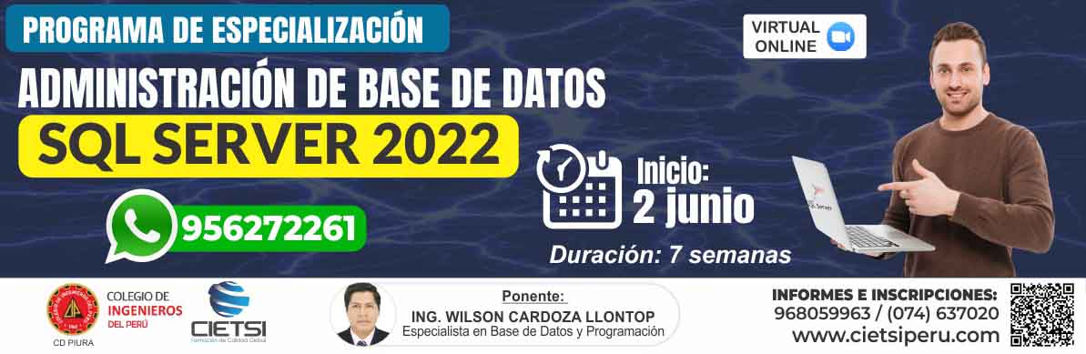 programa de especializaciOn en administraciOn de base de datos con sql server 2022